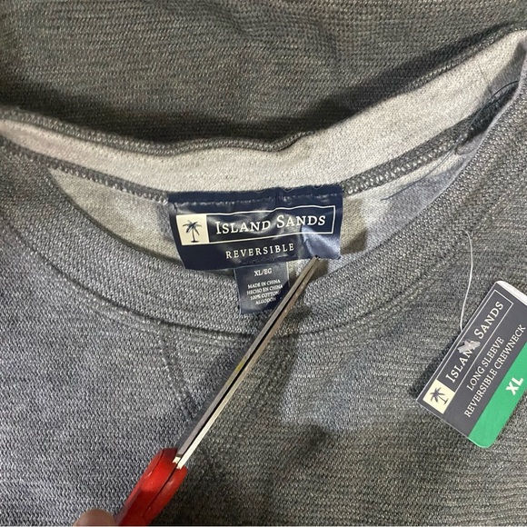 Island Sands Men’s NWT Reversible Gray Crew Neck Pullover Sweatshirt Sz XL New - Picture 2 of 5